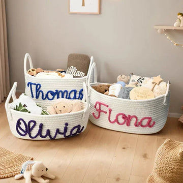 Personalized Rope Toy Storage Basket