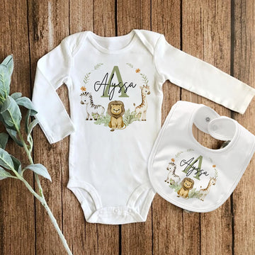 Personalized Matching Baby Bib & Romper