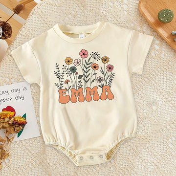 Personalized Flower Bubble Romper