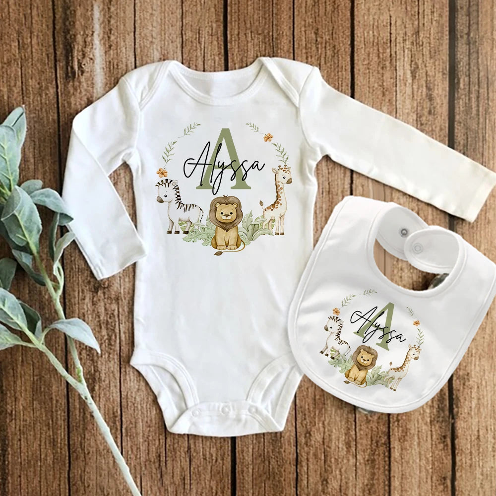 Personalized Matching Baby Bib & Romper