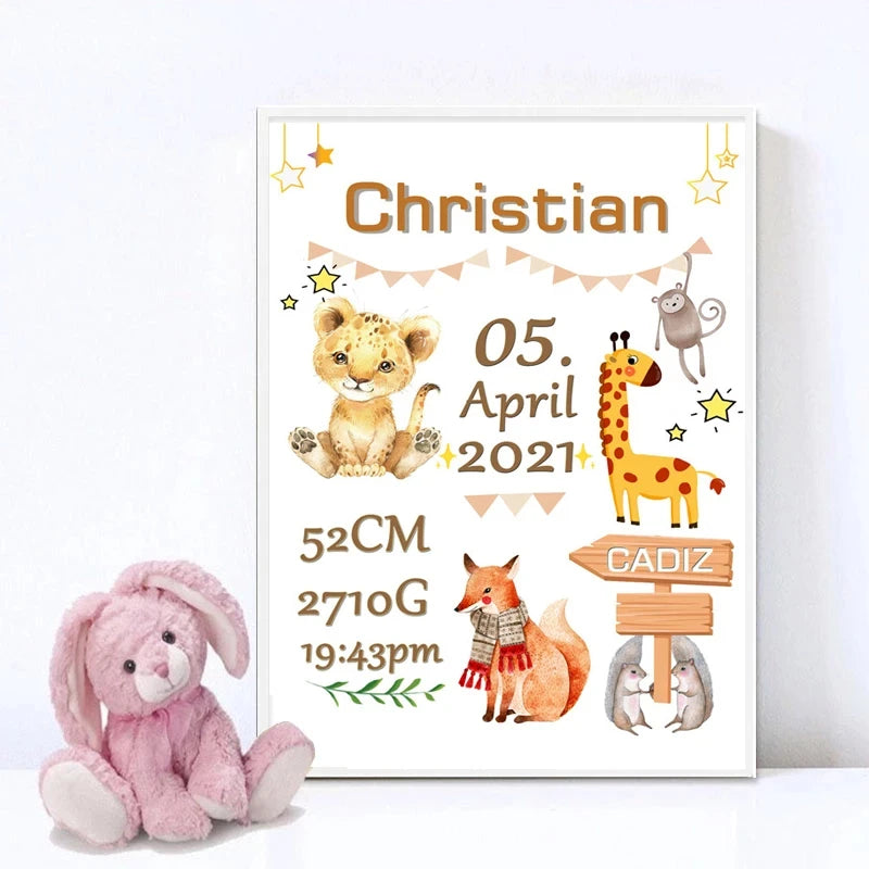 Personalized Animal Wall Poster Art