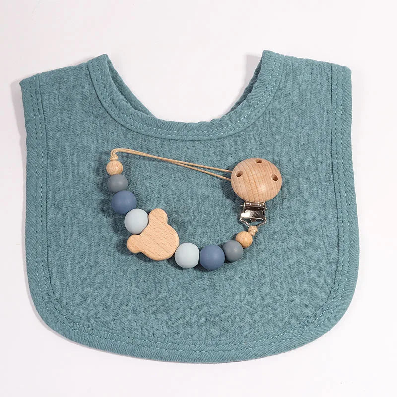 Personalized Cloth Bib & Pacifier Chain Set